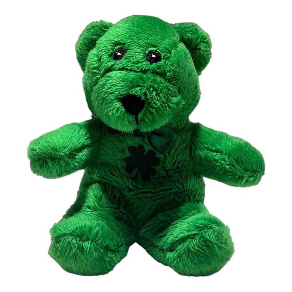 Dandee Green Shamrock Teddy Bear Clover Small 5” Plush Stuffed Animal